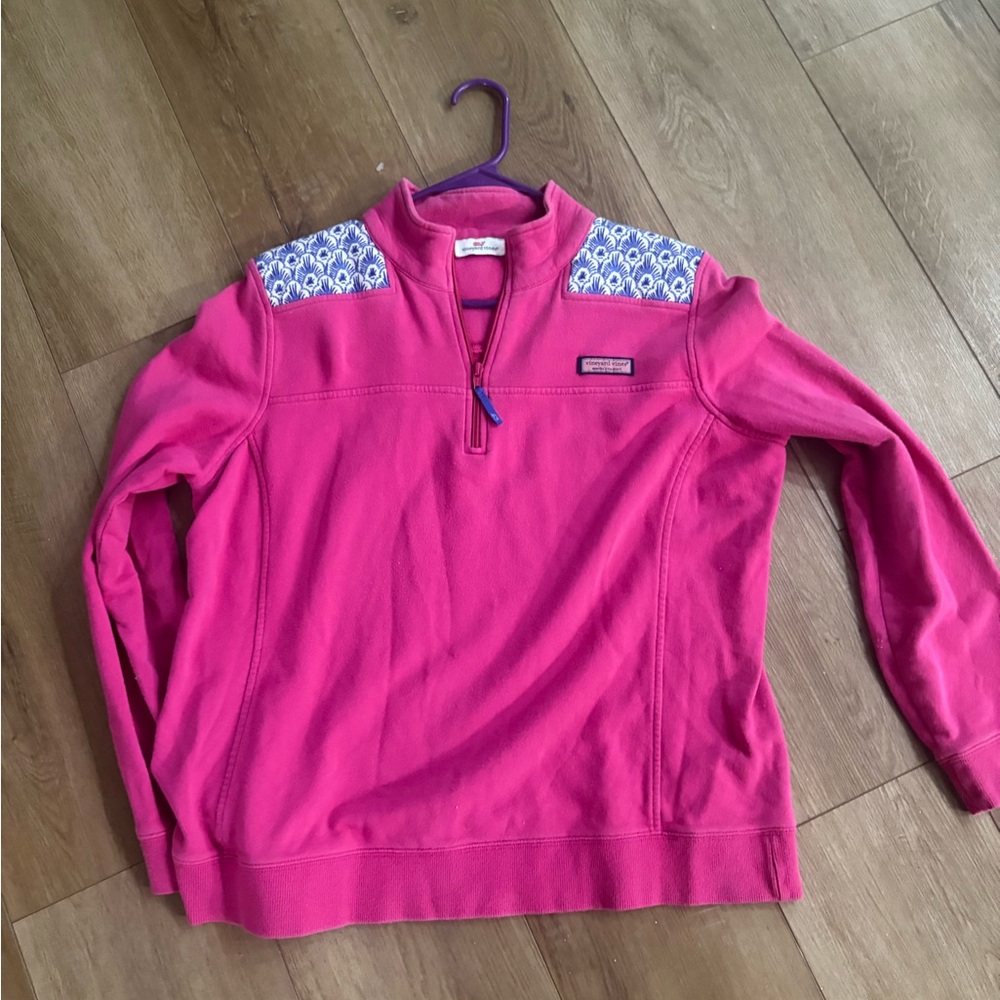 Vineyard Vines Pink Pullover with Blue Pattern